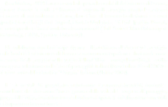 (San Marino, 1982) Laureata con lode presso la facoltà di Architettura di Ferrara, durante il corso di studi si è formata al progetto di paesaggio tramite l‘esperienza di ricerca di tesi realizzata a Guangzhou-Cina; al laboratorio di sintesi e a corsi specifici tenuti fra gli altri dai prof. Daniela Moderini e dal Prof. Ippolito Pizzetti; e partecipando a diversi workshop internazionali ( FaF, South China University of technology, GAFA, Syracuse University) . Ha collaborato con Landscape Agency - dipartimento di ricerca sul paesaggio della facoltà di architettura di Ferrara, e maturato un'esperienza pluriennale come responsabile di progetto nello studio YellowOffice www.yellowoffice.it studio emergente selezionato nella Top10 paesaggisti italiani (New Italian Blood 2009) e al terzo posto della classifica “Oxygen” Italiano (Abitare 2009). In questa sede ha partecipato attivamente a numerosi incarichi, concorsi e consulenze che ricoprono l’intera gamma delle scale del progetto di paesaggio, progetti di design, comunicazione e allestimenti, spesso in collaborazione con studi di importanza internazionale .